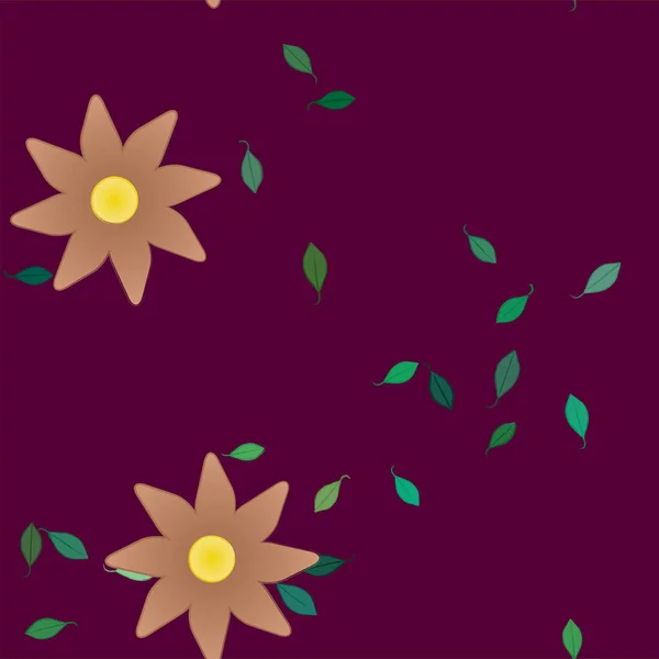 Illustration Vectorielle Fleurs Avec Feuilles Fond Sans Couture — Image vectorielle