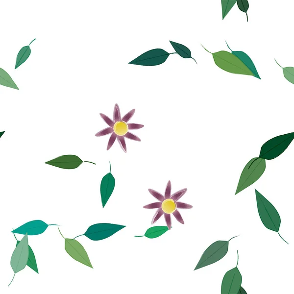 Vektorillustrasjon Sommerblomsterblader Med Blader Botanisk Bakgrunn – stockvektor