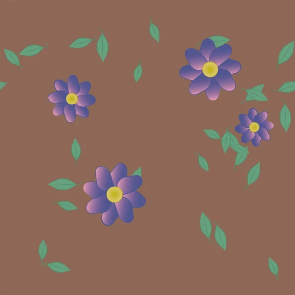 Векторна Ілюстрація Літніх Квітів Листям Ботанічний Фон — стоковий вектор