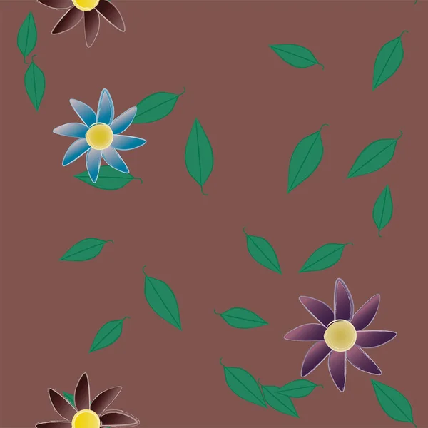 Vector Ilustración Flores Verano Con Hojas Fondo Botánico — Vector de stock