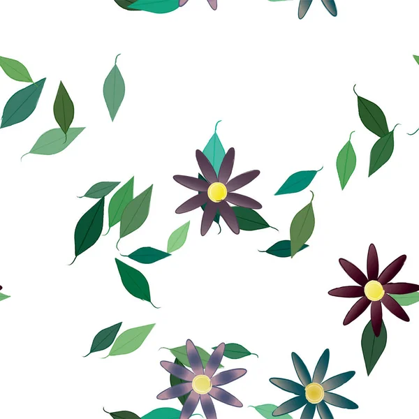 Bonito Floral Sem Costura Fundo Com Flores Vetor Ilustração — Vetor de Stock