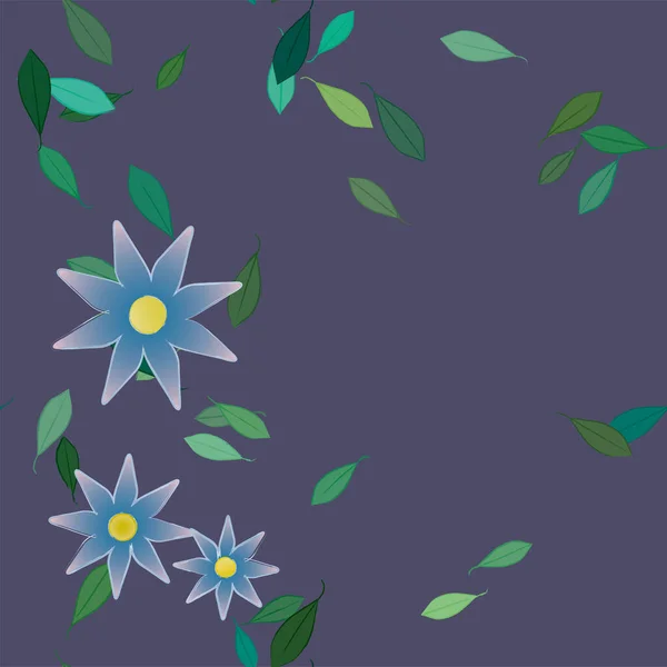 Διανυσματική Απεικόνιση Των Καλοκαιρινών Λουλουδιών Φύλλα Βοτανικό Υπόβαθρο — Διανυσματικό Αρχείο
