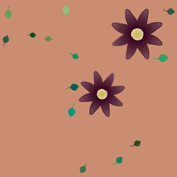 美丽的植物无缝背景 花朵和叶子 矢量插图 — 图库矢量图片