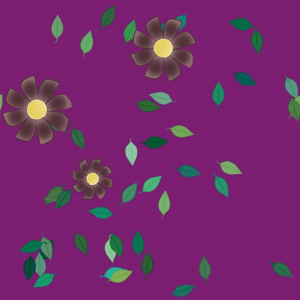 Illustration Vectorielle Fleurs Été Avec Feuilles Fond Botanique — Image vectorielle