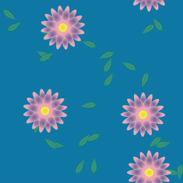 Enkla Blommor Med Blad Fri Komposition Vektor Illustration — Stock vektor