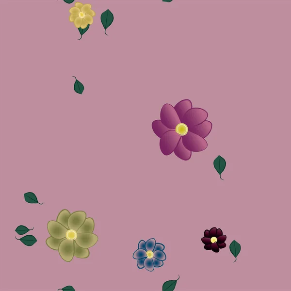 Fundo Sem Costura Floral Bonito Com Flores Folhas Ilustração Vetorial — Vetor de Stock