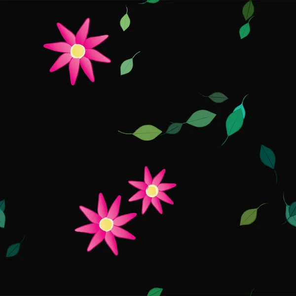 Διανυσματική Απεικόνιση Των Λουλουδιών Φύλλα Αδιάλειπτη Φόντο Εικονογράφηση Αρχείου