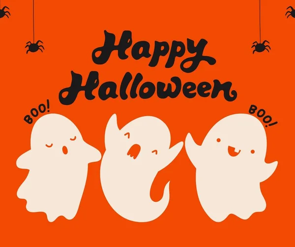 happy halloween greeting card with cute bats