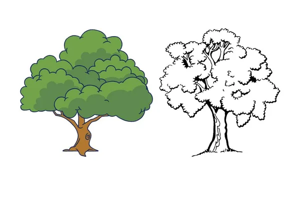 tree with leaves and trees illustration design