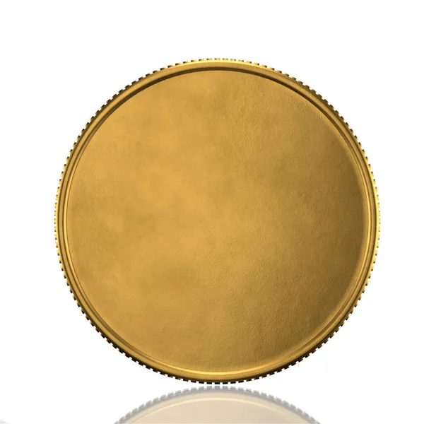 Blank Template Gold Coin Medal Metallic Texture Front View Render — Stock Photo, Image