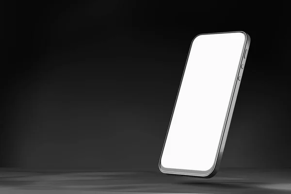 Smartphone Mit Weißem Bildschirm Auf Dunklem Hintergrund Leerlauf Für Ihr — Stockfoto