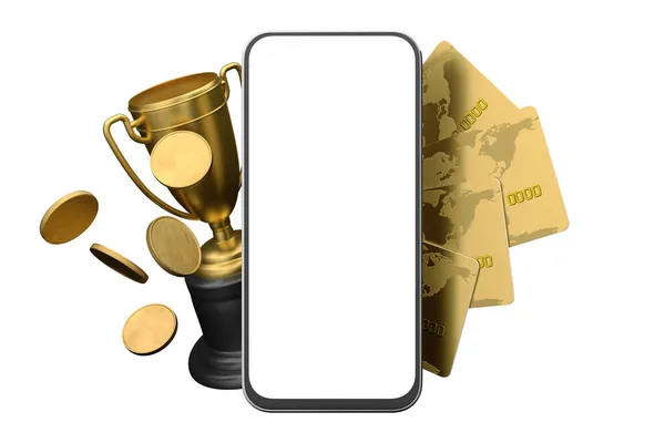 Smartphone Mokup Bílou Obrazovkou Pro Váš Design Online Kasino Vyhrát — Stock fotografie