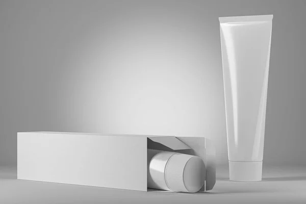 Белый Пластиковый Макет Трубки Упаковка Картонной Трубки Рендеринг — стоковое фото