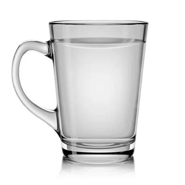 Glas Mugg Med Vatten Vit Bakgrund Återgivning — Stockfoto