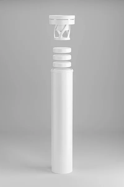 Okrągła Biała Aluminiowa Rura Matowa Pokrywką Tabletek Musujących Lub Węglowych — Zdjęcie stockowe