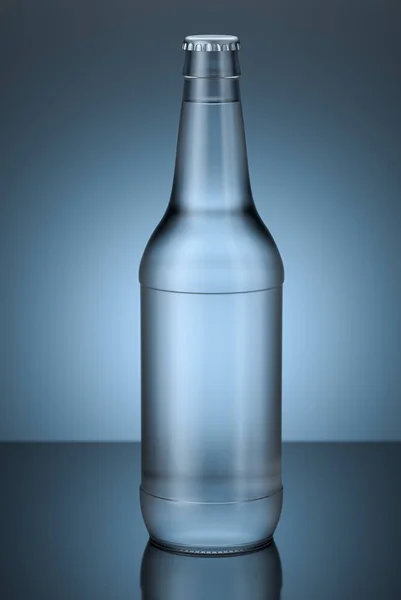 Glass Bottle Water Blue Background Render — Stockfoto