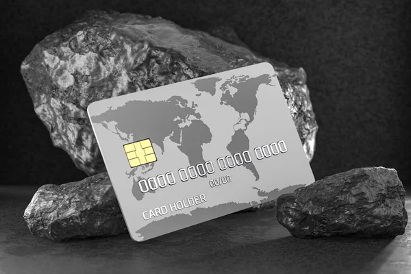 Tarjeta Bancaria Sobre Fondo Piedras Renderizar —  Fotos de Stock