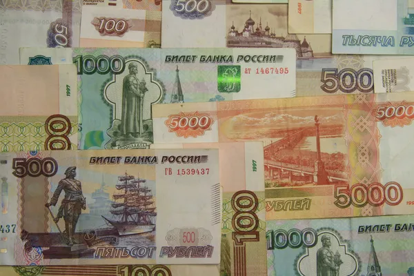 Le rouble russe grossièrement — Photo