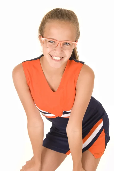 Jonge cheerleader met trendy bril — Stockfoto