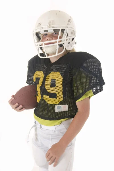 Çocuk holding Amerikan futbolu — Stok fotoğraf