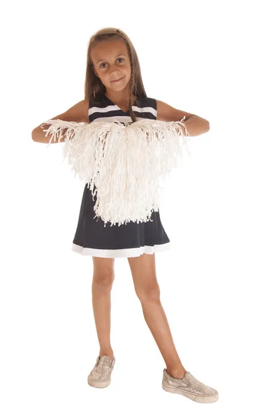 Söt ung flicka i blå cheerleader outfit — Stockfoto