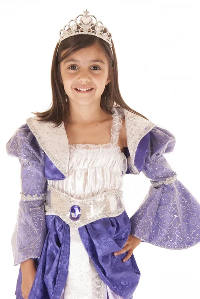 Cute girl in purple princess outfit Halloween — Stock Photo, Image