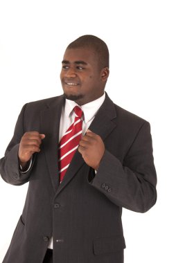 iş gri takım elbise kırmızı çizgili kravat zekâ Afro-Amerikan modeli