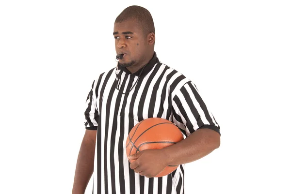 Modelo afroamericano en uniforme de árbitro de baloncesto —  Fotos de Stock