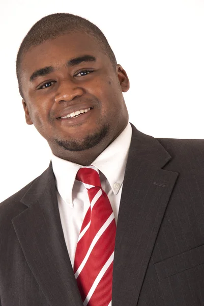 Male model in business suit and red striped tie portrait — Stock Photo, Image