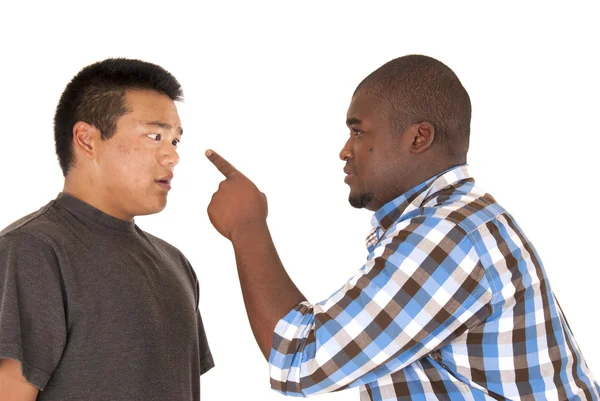 Frères asiatiques afro-américains ayant une dispute — Photo