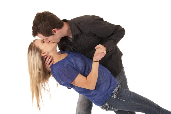 Young couple kissing leaning backwards — Stock Photo, Image