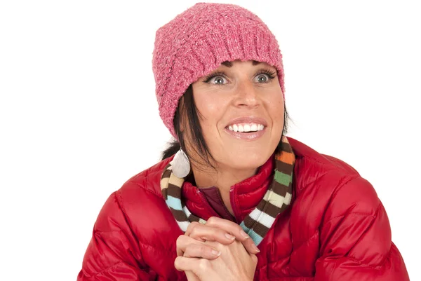Zblízka ženy v zimní oblečení vyhledávání — Stock fotografie