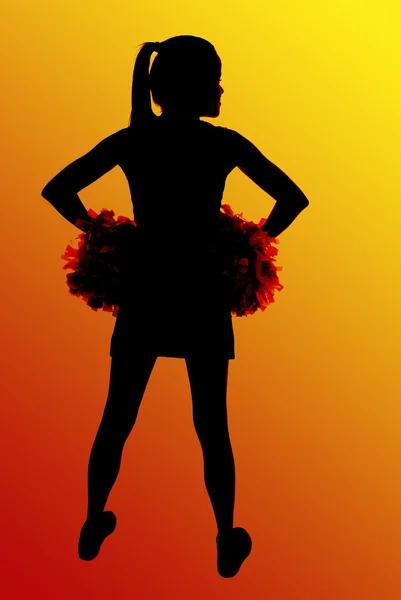 Silhouette di mani di cheerleader di scuola superiore su fianchi — Foto Stock