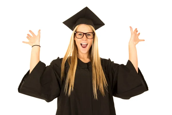 卒業式の服装と眼鏡幸せな女性モデル — ストック写真