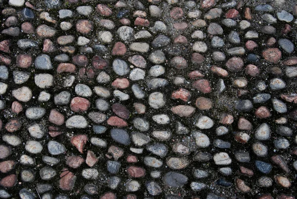 Vermelho e cinza paralelepípedo fundo cidade pavimentado estrada — Fotografia de Stock