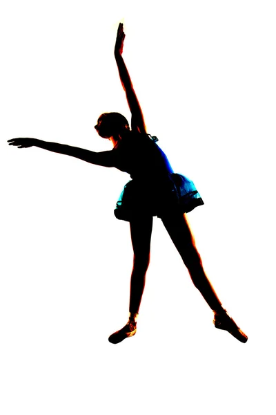 Unga ballerina flicka stretching och värmer upp — Stockfoto