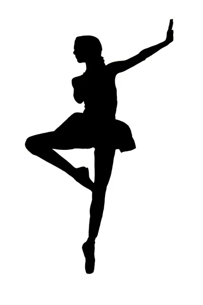 Black and white silhouette of a ballerina girl — Stock Photo, Image