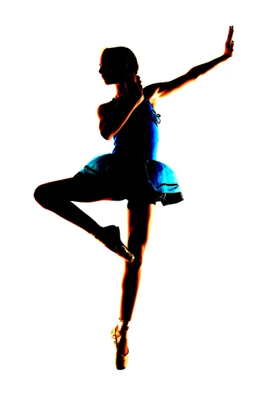 White background silhouette of a ballerina girl leg up — Stock Photo, Image