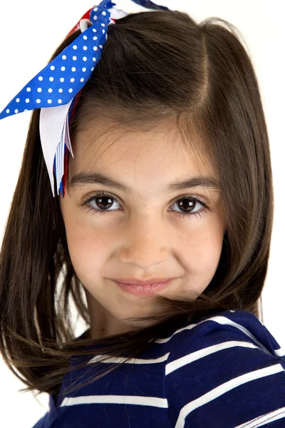 Cute caucasian brunette girl smiling portrait close up — Stock Photo, Image