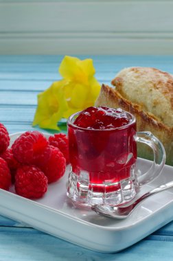 Raspberry fresh and jam clipart