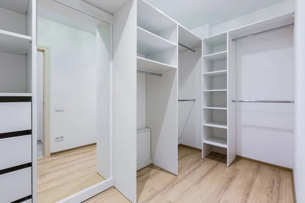 Interior Empty Dressing Room Lot White Shelves — Stock Photo, Image