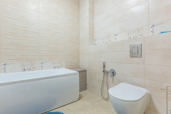 Bathroom White Tiles Small Apartment Interior — Stock Photo, Image