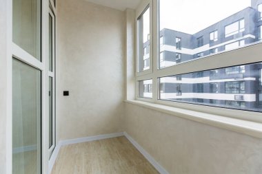 Interior of an empty small balcony in the apartment