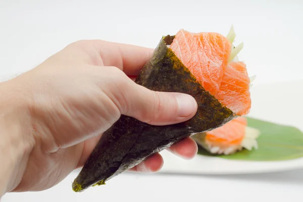 Salmon sushi temaki — Stock Photo, Image
