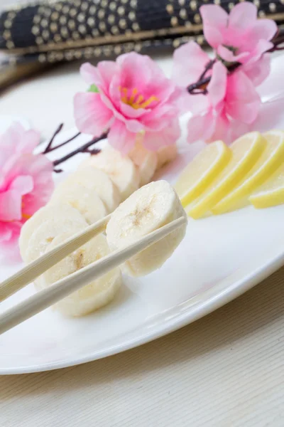 Sliced banana with decorations — Stock Photo, Image