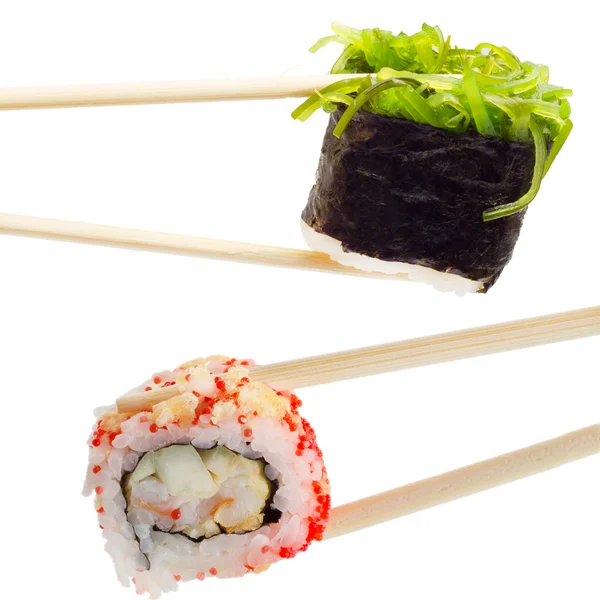 Na białym tle sushi nigiri rolki gunkan — Zdjęcie stockowe