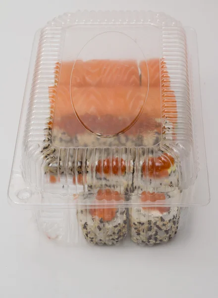 Sushi rolls in plastic boxes — Stock Photo, Image