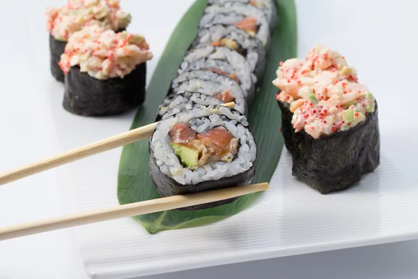 Sushi rolls and gunkans — Stock Photo, Image
