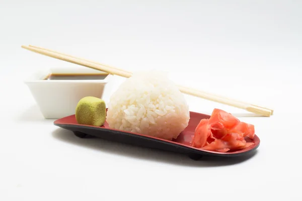 Fried japan rice with soy sauce and chopstick — Stock Photo, Image