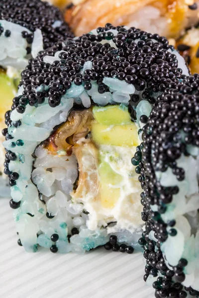 Sushi roll with black tobiko — Stock Photo, Image
